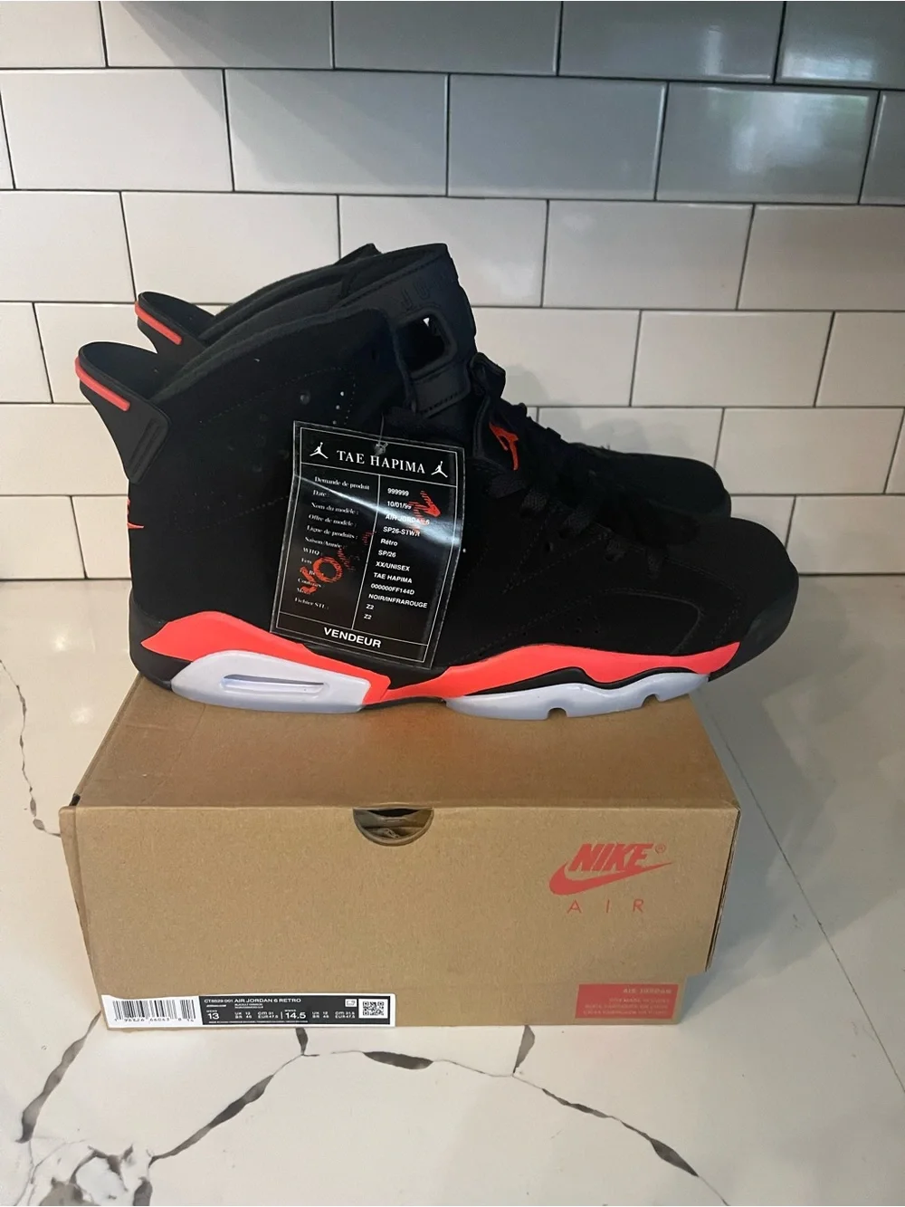Men’s Retro 6 Infared Size 13.